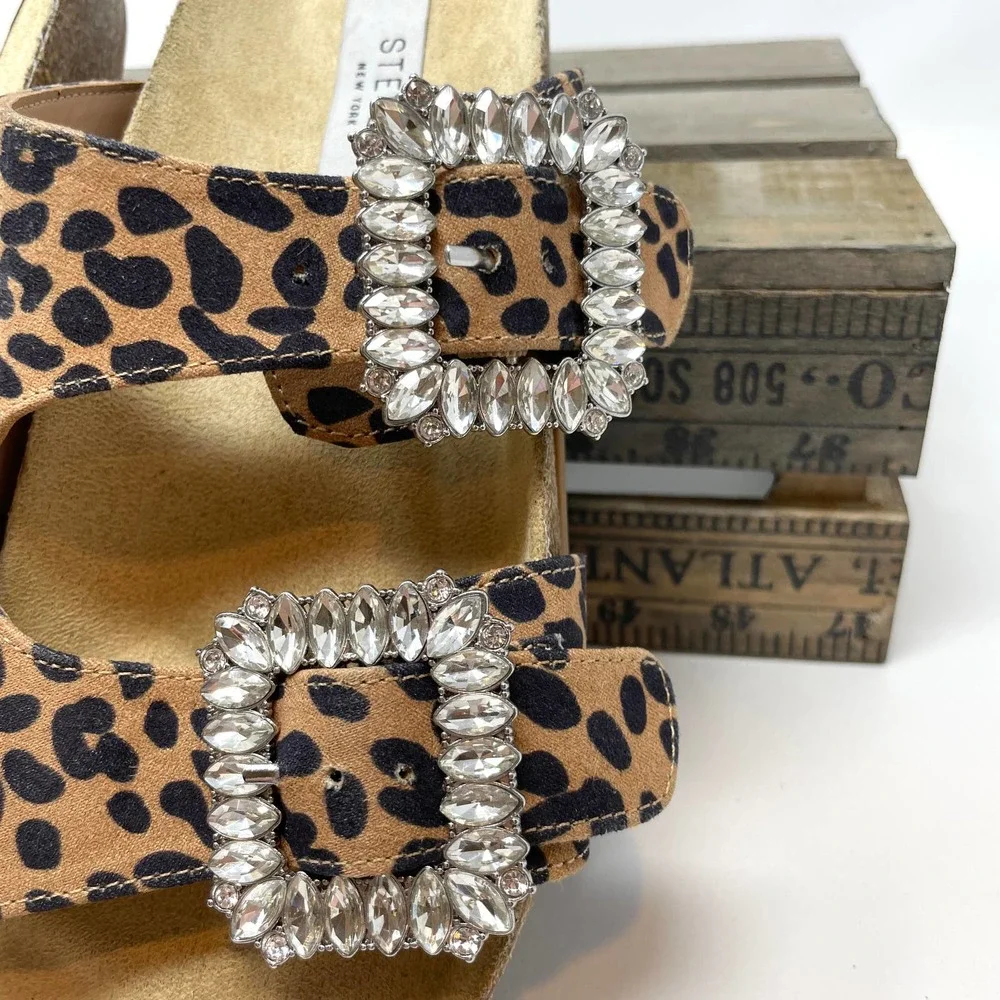 Steven New York Leopard Print Somers Rhinestone Sandal Size 6.5